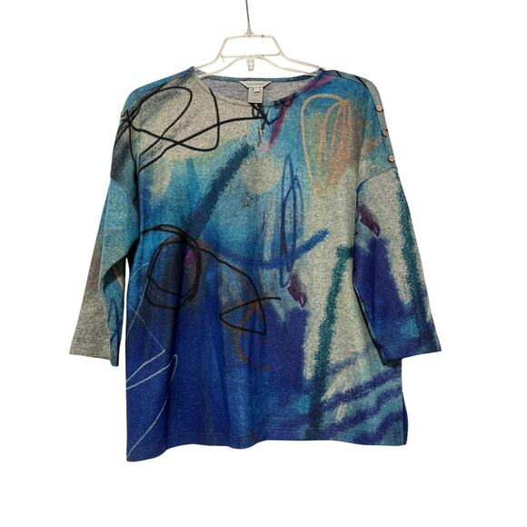 Multiples Abstract Print Soft Tunic, Size L - Picture 1 of 5